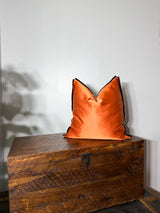 Ember Lattice Pillow, back side in tangerine satin