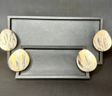 Black Leather Trays w/ Antique Grain (Set of 2)