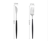 Silverware Set (Silver/w Black Handle)