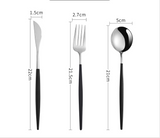 Silverware Set (Silver/w Black Handle)