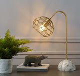 Brass and Faux White Marble Table Lamp