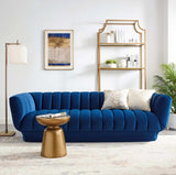 Vertical Channel Velvet Sofa - Blue