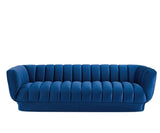 Vertical Channel Velvet Sofa - Blue