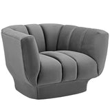Vertical Channel Tufted Performance Velvet Armchair in Gray