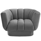Vertical Channel Tufted Performance Velvet Armchair in Gray