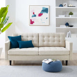 Tufted Fabric Sofa in Beige