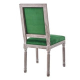 Vintage Performance Velvet Dining Side Chair in Natural Emerald