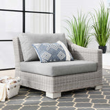 Wicker Rattan Right-Arm Chair in Light Gray Gray