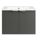 24" Wall-Mount Bathroom Vanity in Gray White