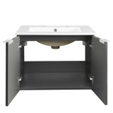 24" Wall-Mount Bathroom Vanity in Gray White