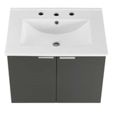 24" Wall-Mount Bathroom Vanity in Gray White