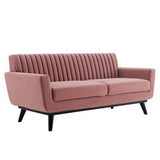Tufted Performance Velvet Loveseat in Dusty Rose