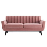 Tufted Performance Velvet Loveseat in Dusty Rose