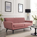 Tufted Performance Velvet Loveseat in Dusty Rose