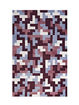 Interlocking Block Mosaic 5x8 Area Rug in Red and Light Blue