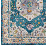 4x6 Area Rug in Blue, Ivory, Yellow, Orange