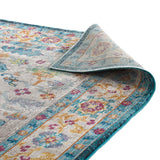 4x6 Area Rug in Blue, Ivory, Yellow, Orange