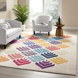 Abstract Floral 8x10 Area Rug in Multicolored