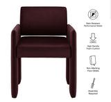 Stain-Resistant Performance Velvet Dining Armchair in Mulberry