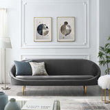 Vertical Curve Back Performance Velvet Sofa