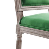 Vintage Performance Velvet Dining Side Chair in Natural Emerald