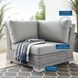 Wicker Rattan Corner Chair in Light Gray Gray