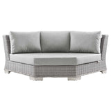 Patio Wicker Rattan Round Corner Chair in Light Gray Gray