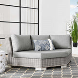 Patio Wicker Rattan Round Corner Chair in Light Gray Gray