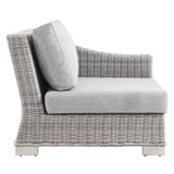 Wicker Rattan Right-Arm Chair in Light Gray Gray