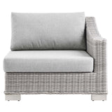 Wicker Rattan Right-Arm Chair in Light Gray Gray