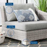 Wicker Rattan Right-Arm Chair in Light Gray Gray
