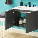 24" Wall-Mount Bathroom Vanity in Gray White