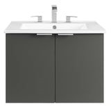 24" Wall-Mount Bathroom Vanity in Gray White