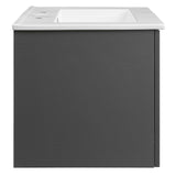 24" Wall-Mount Bathroom Vanity in Gray White
