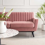 Tufted Performance Velvet Loveseat in Dusty Rose