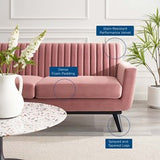 Tufted Performance Velvet Loveseat in Dusty Rose