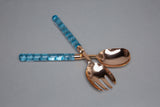 2pc Salad Set-Rose Gold w/Blue
