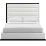 Queen Faux Leather Platform Bed in White