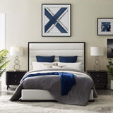 Queen Faux Leather Platform Bed in White