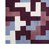Interlocking Block Mosaic 5x8 Area Rug in Red and Light Blue