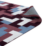 Interlocking Block Mosaic 5x8 Area Rug in Red and Light Blue