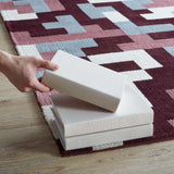 Interlocking Block Mosaic 5x8 Area Rug in Red and Light Blue