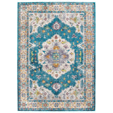 4x6 Area Rug in Blue, Ivory, Yellow, Orange