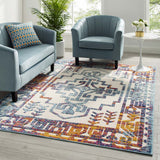Distressed Geometric Southwestern Aztec Indoor/Outdoor Area Rug